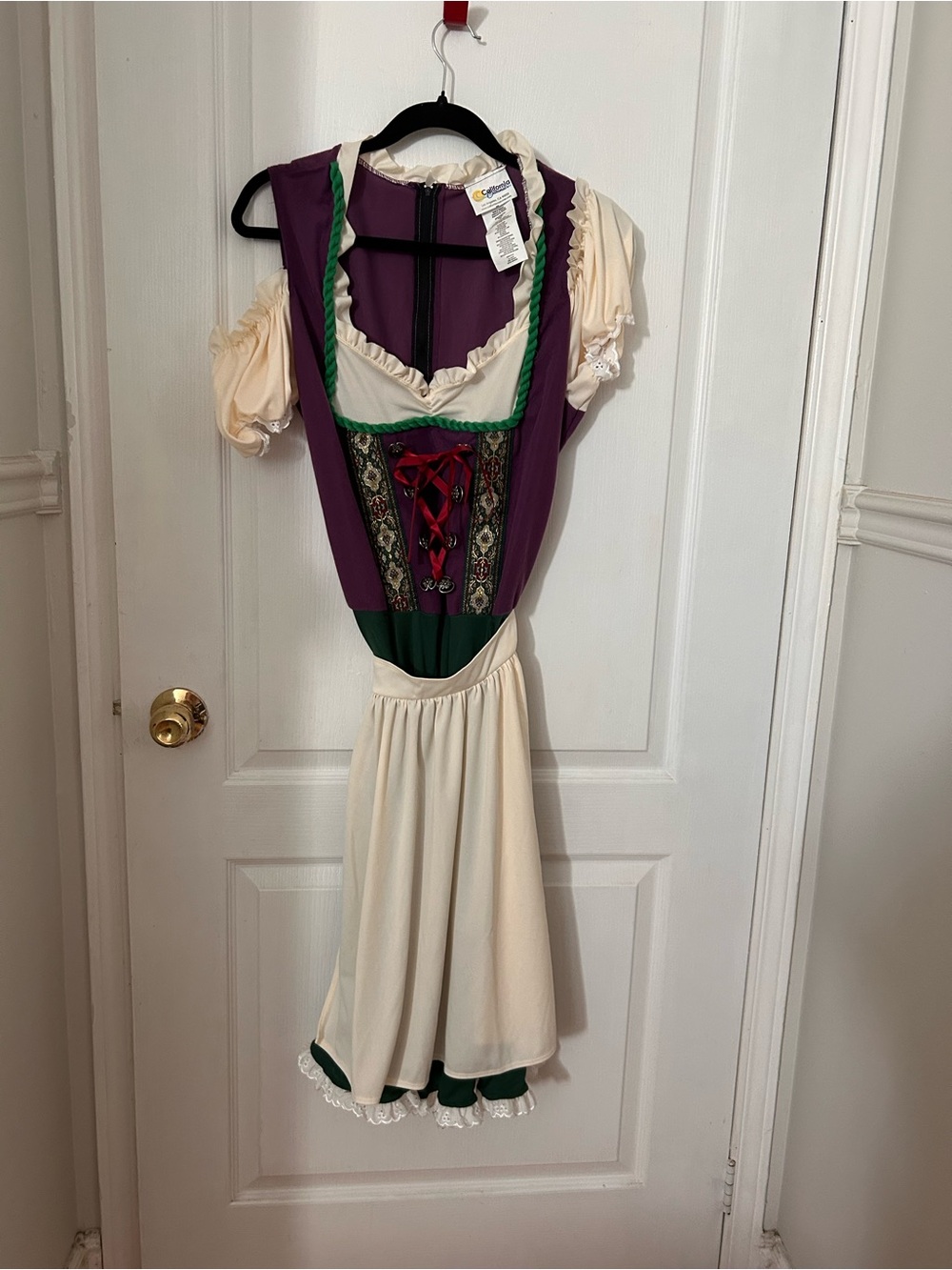 California Costumes Purple and Cream Peasant Dress with Green Trim